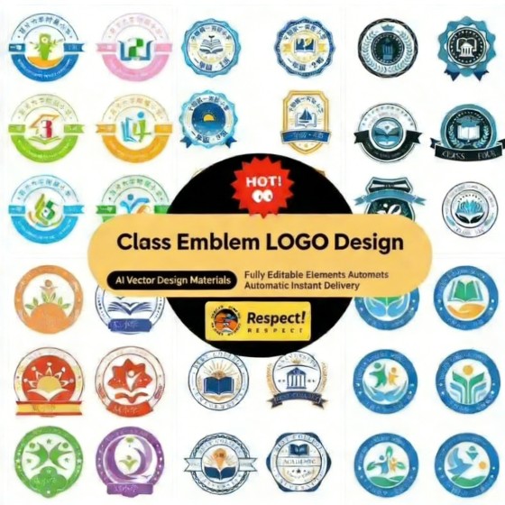 Minimalist Style Badge Logo Design AI Vector Design Source File