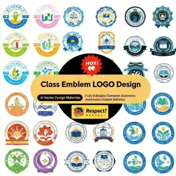 Minimalist Style Badge Logo Design AI Vector Design Source File