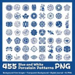 455 Blue and White Porcelain Pattern PNG Transparent Icons