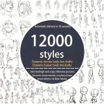 12,000 Human Anatomy Line Art Anime Character Dynamic Sketch Reference Images, Digital Material