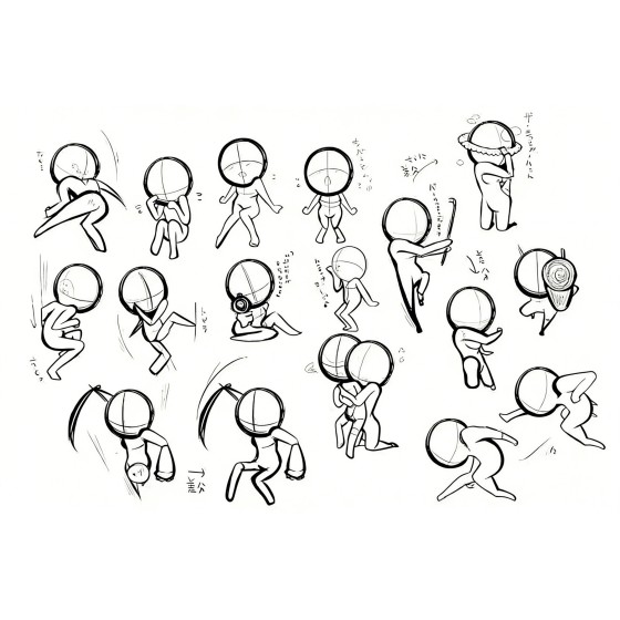 12,000 Human Anatomy Line Art Anime Character Dynamic Sketch Reference Images, Digital Material