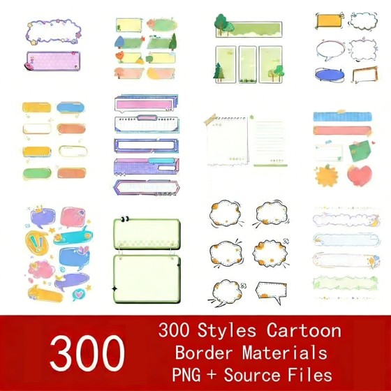 Cartoon Frame Speech Bubble PNG Transparent Material Text Title Frame Banner E-commerce Live Stream Planner Sticky Notes