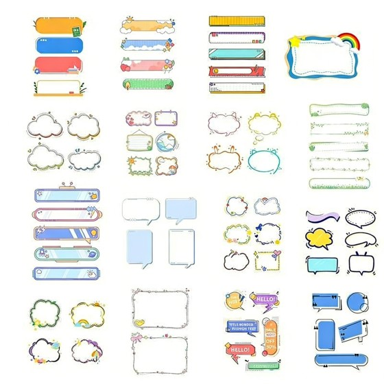 Cartoon Frame Speech Bubble PNG Transparent Material Text Title Frame Banner E-commerce Live Stream Planner Sticky Notes